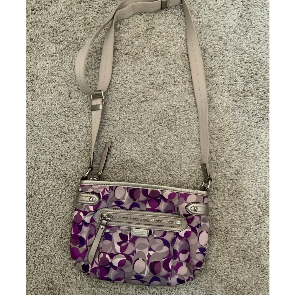 Coach Poppy Daisy Kaleidoscope Crossbody Bag Purple Signature Y2K Rare Retired
